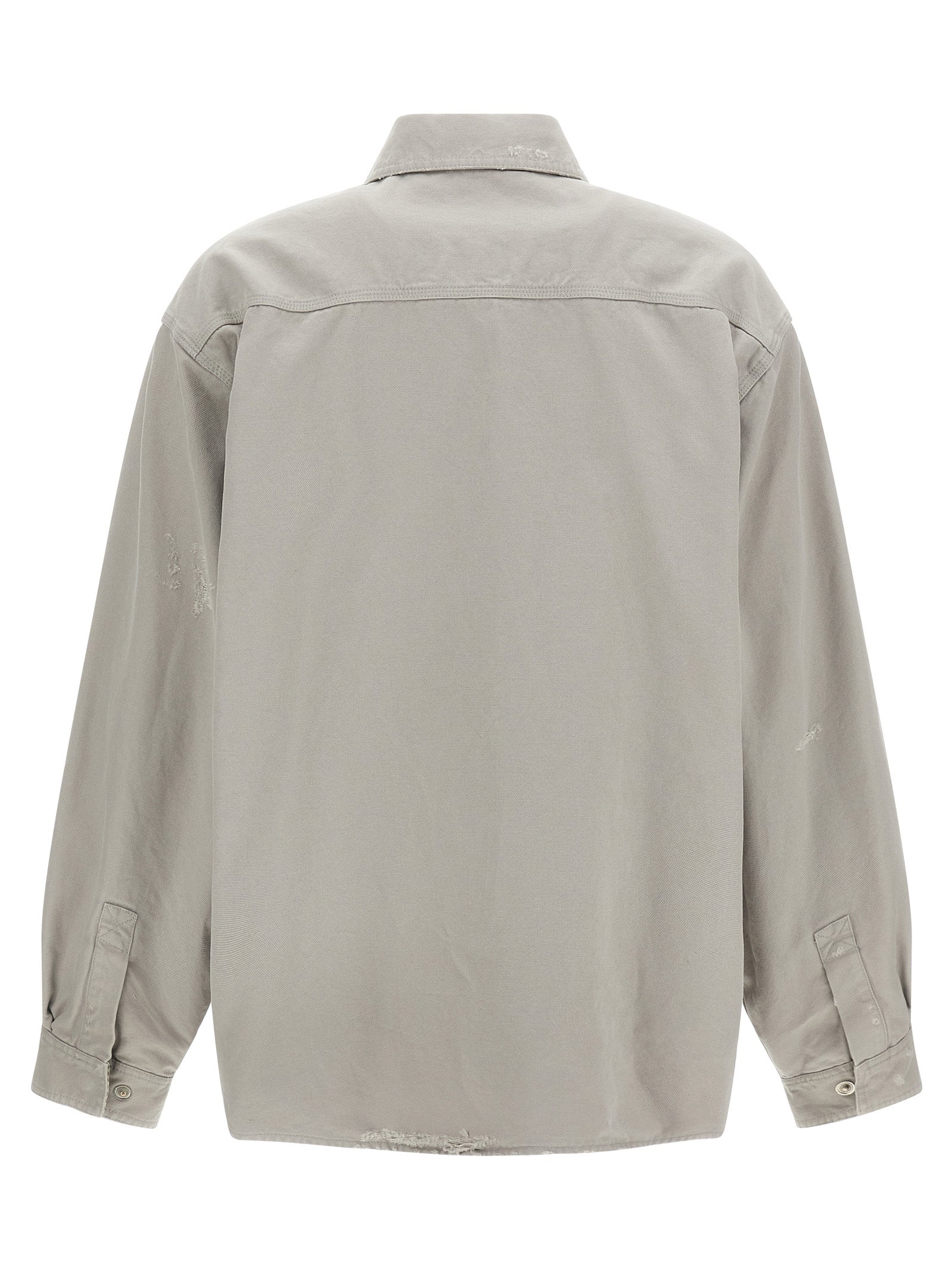 Overshirt by Balenciaga for men in cotton canvas gray & patterned showcases a sublime silhouette, artfully detailed with a sublime and for a sophisticated, sublime finish.