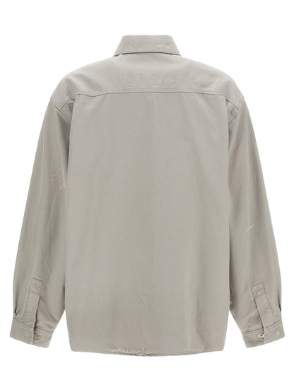 Overshirt by Balenciaga for men in cotton canvas gray & patterned showcases a sublime silhouette, artfully detailed with a sublime and for a sophisticated, sublime finish.