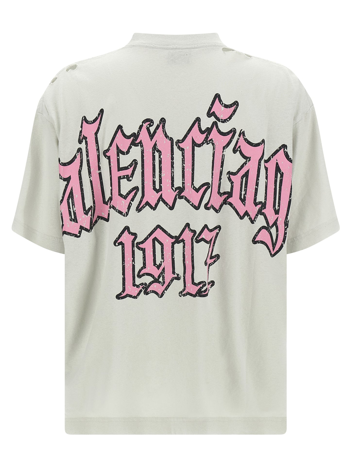Balenciaga Women's Relaxed Fit Short-Sleeve Crew Neck Cotton T-Shirt - Beige Print