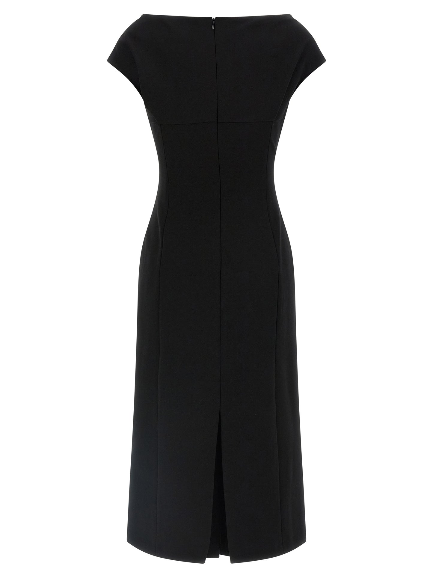 Dress by Ermanno Scervino for women in stretch polyamide viscose black features an cute silhouette, detailed with a and v-neck split neckline that elegantly flows into a cute midi.