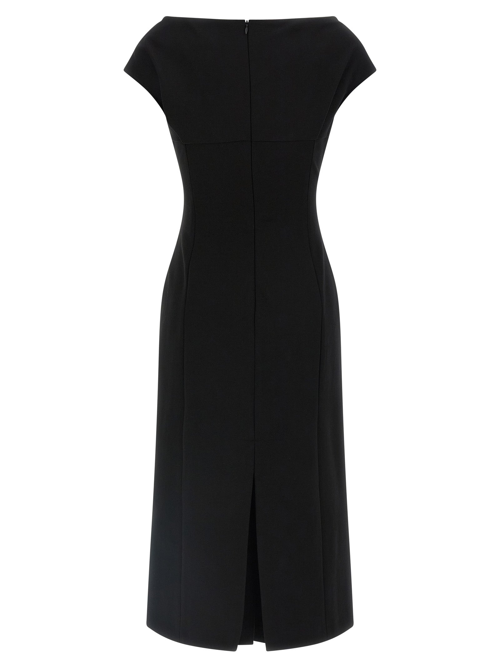Dress by Ermanno Scervino for women in stretch polyamide viscose black features an cute silhouette, detailed with a and v-neck split neckline that elegantly flows into a cute midi.
