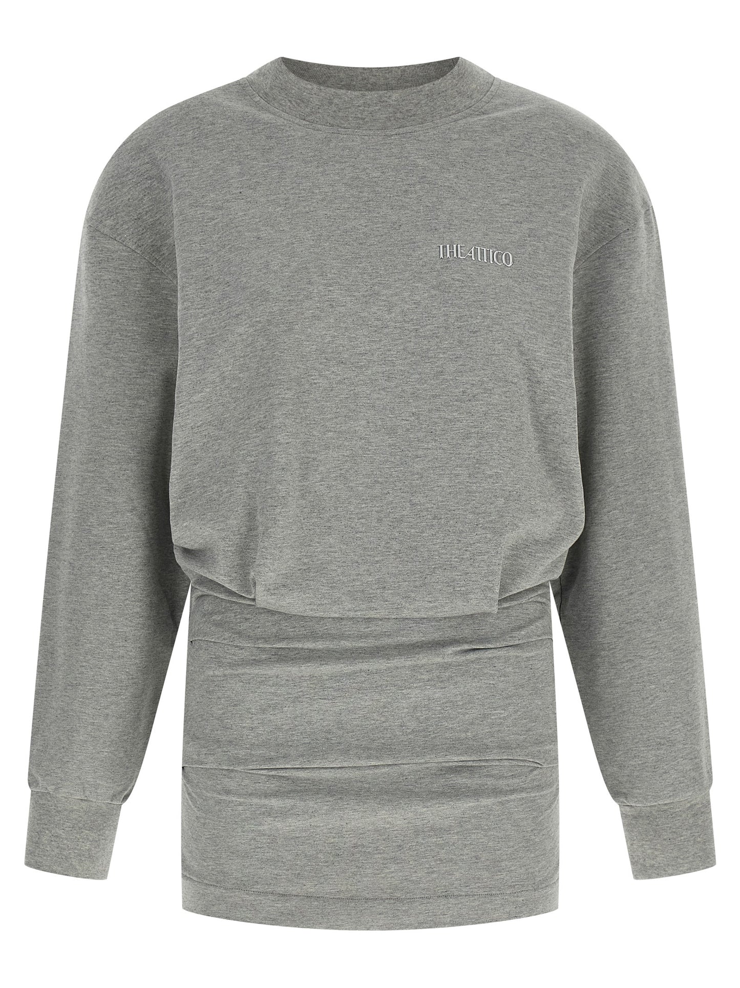 Dress by The Attico for women in stretch cotton gray features an cute silhouette, detailed with a and crew neckline that elegantly flows into a cute short mini.