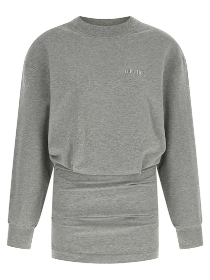 Dress by The Attico for women in stretch cotton gray features an cute silhouette, detailed with a and crew neckline that elegantly flows into a cute short mini.