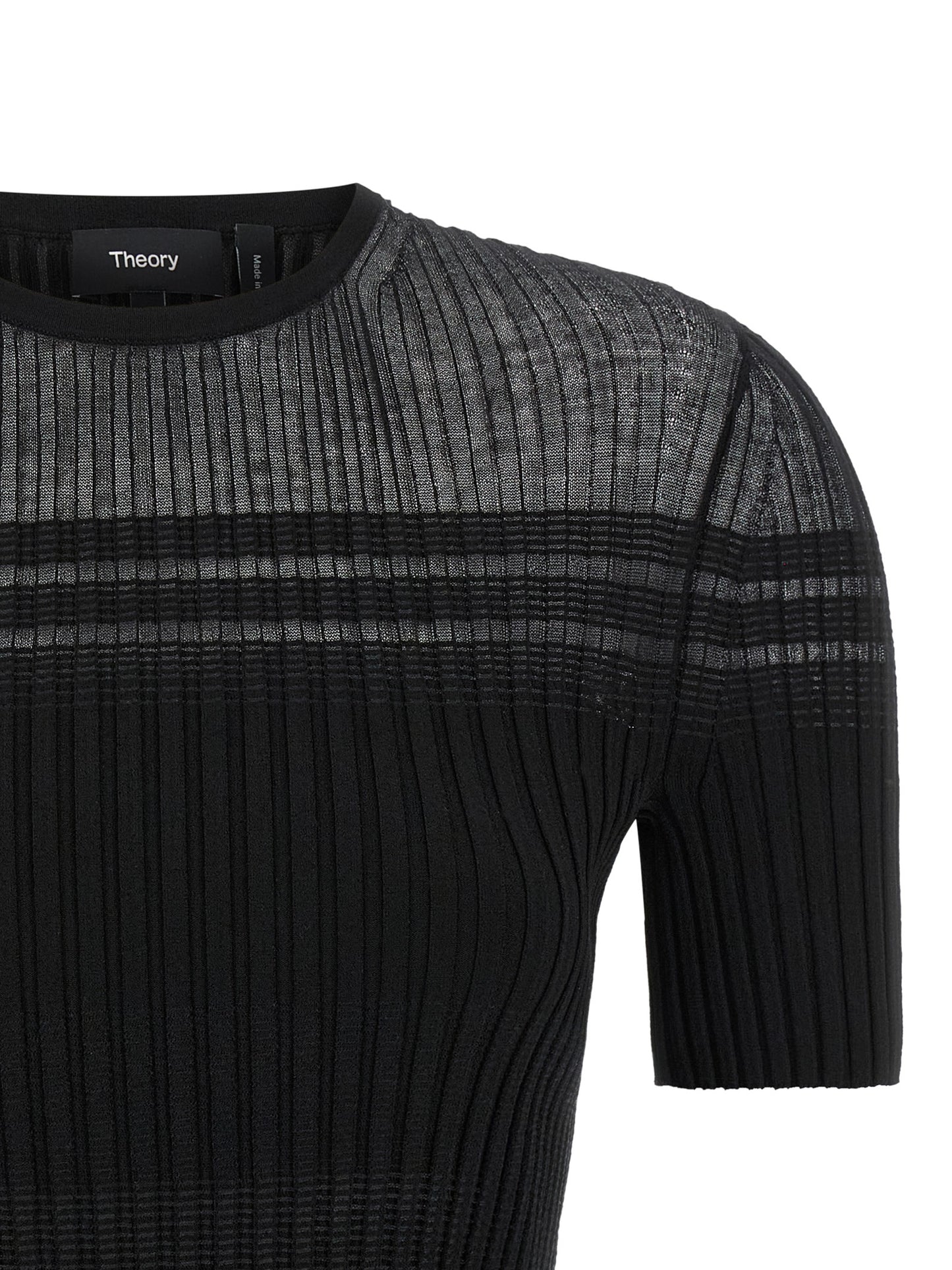 T-Shirt by Theory for women in cotton nylon black showcases a unassuming silhouette, artfully detailed with a refined and unassuming for a sophisticated, contemporary look.