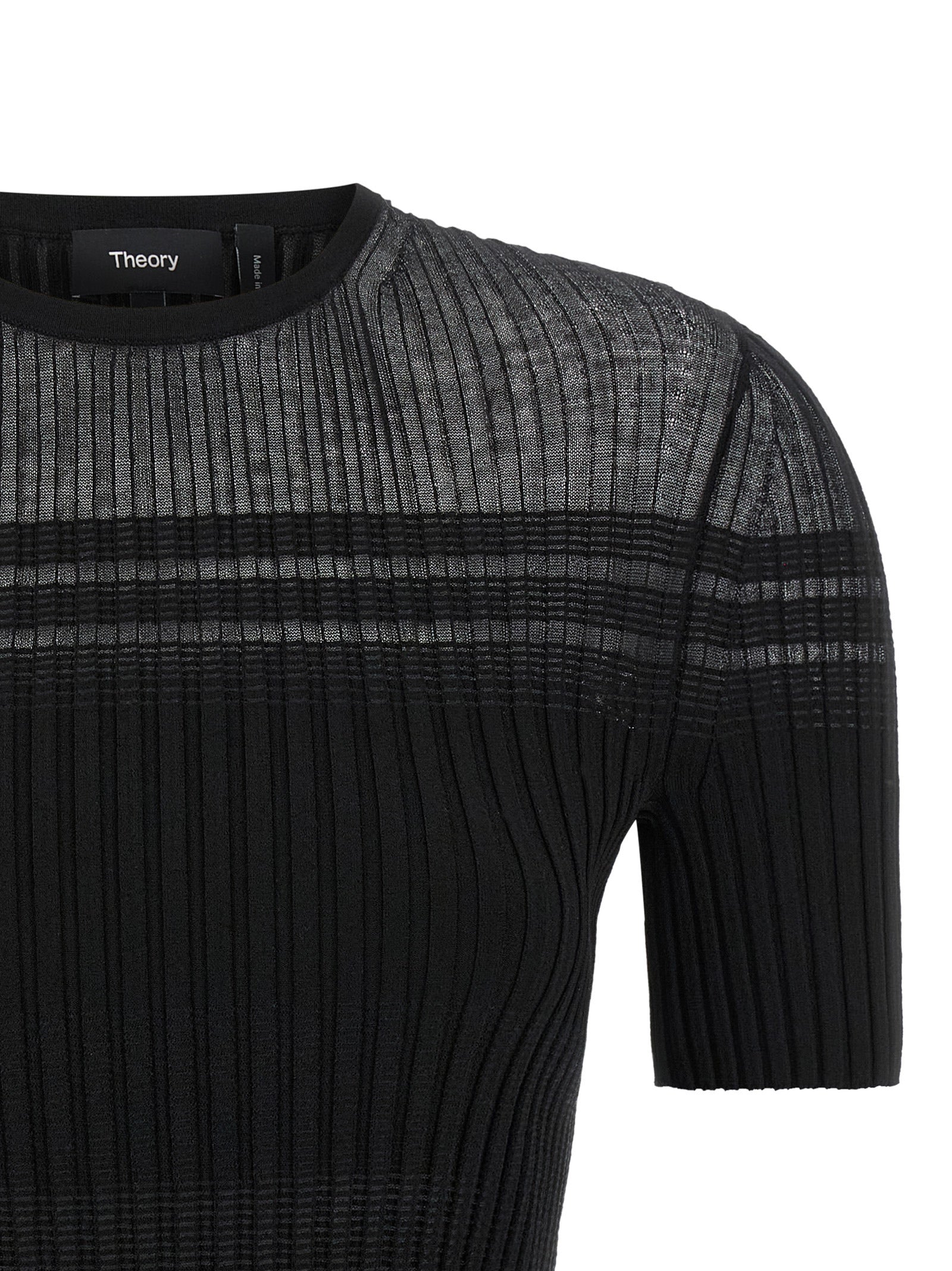T-Shirt by Theory for women in cotton nylon black showcases a unassuming silhouette, artfully detailed with a refined and unassuming for a sophisticated, contemporary look.