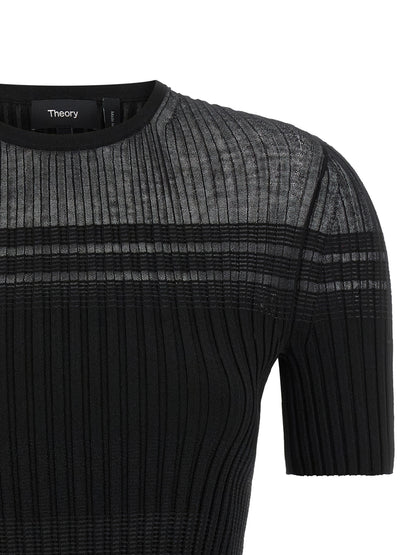 T-Shirt by Theory for women in cotton nylon black showcases a unassuming silhouette, artfully detailed with a refined and unassuming for a sophisticated, contemporary look.