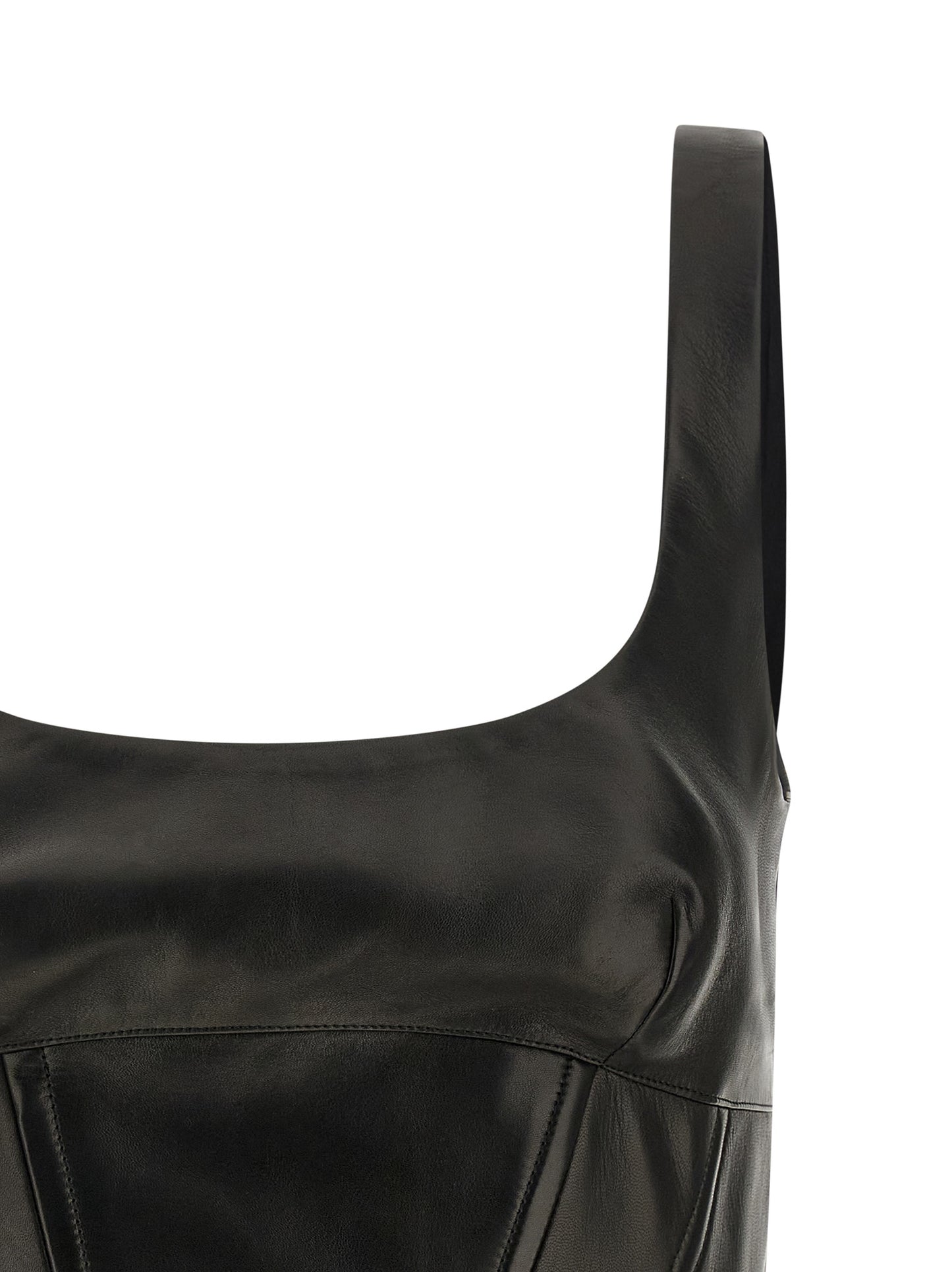 Tank Top by Ermanno Scervino for women in lamb leather black showcases a meticulous silhouette, artfully finished with a meticulous square neckline and for a sophisticated, meticulous look.