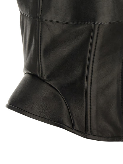 Tank Top by Ermanno Scervino for women in lamb leather black presents a uncompromising silhouette, artfully detailed with a uncompromising and for a sophisticated, uncompromising finish.