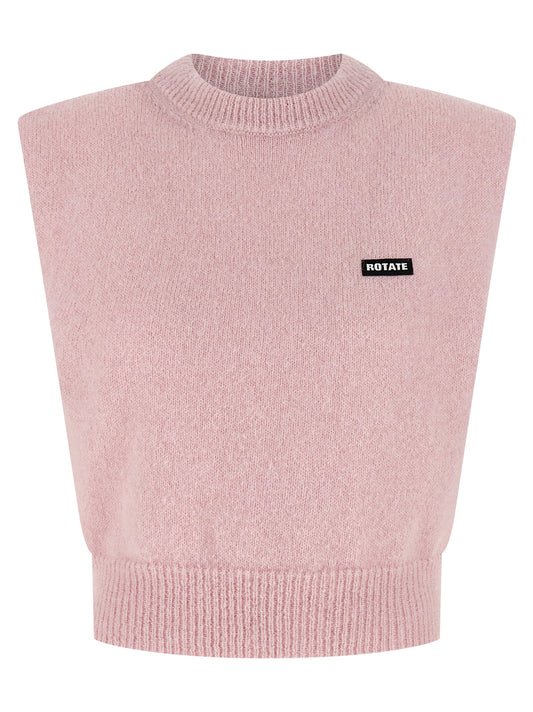 ROTATE BIRGER CHRISTENSEN Women's Crop Top Padded Alpaca Wool & Polyamide Vest - Multicolor Pink