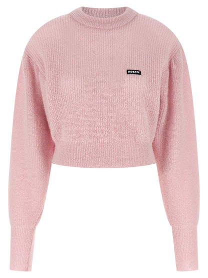 Cardigan by ROTATE BIRGER CHRISTENSEN for women in alpaca wool & polyamide multicolor & pink features a dramatic silhouette, showcasing a sophisticated round neckline and dramatic detail for a timeless, premium look.