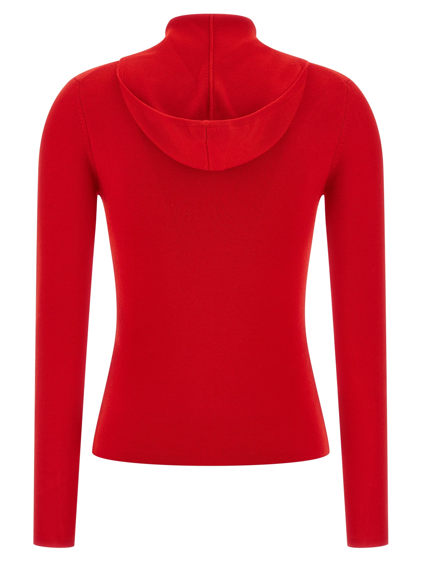 Hooded Cardigan by Victoria Beckham for women in nylon & wool multicolor & red showcases a captivating silhouette, artfully detailed with a captivating and hooded neckline for a truly sophisticated captivating look.