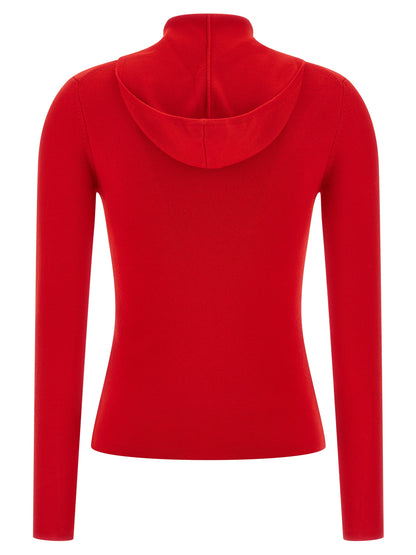 Hooded Cardigan by Victoria Beckham for women in nylon & wool multicolor & red showcases a captivating silhouette, artfully detailed with a captivating and hooded neckline for a truly sophisticated captivating look.