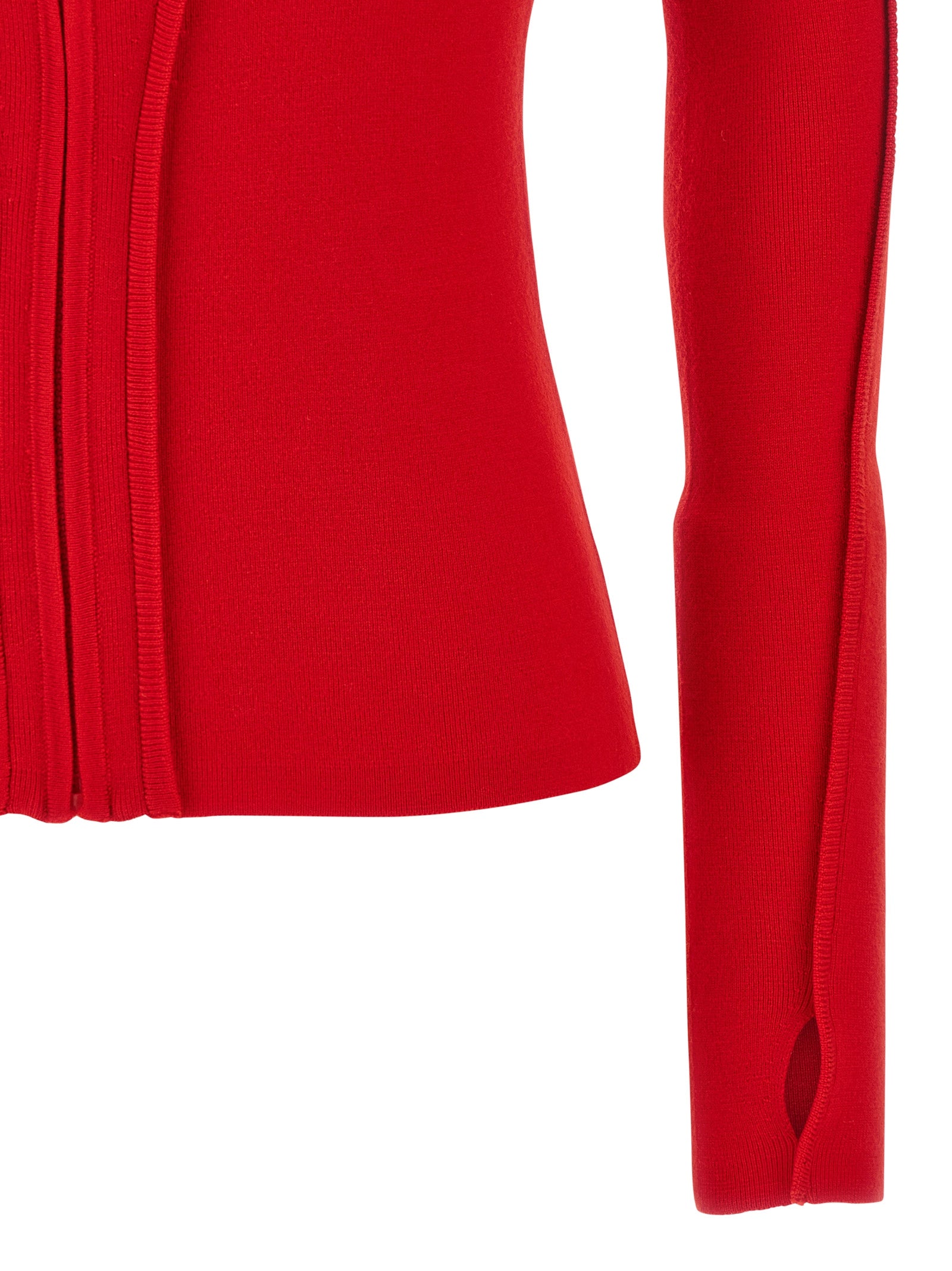 Hooded Cardigan by Victoria Beckham for women in nylon & wool multicolor & red showcases a luxurious silhouette, meticulously detailed with a sophisticated and for a refined finish.