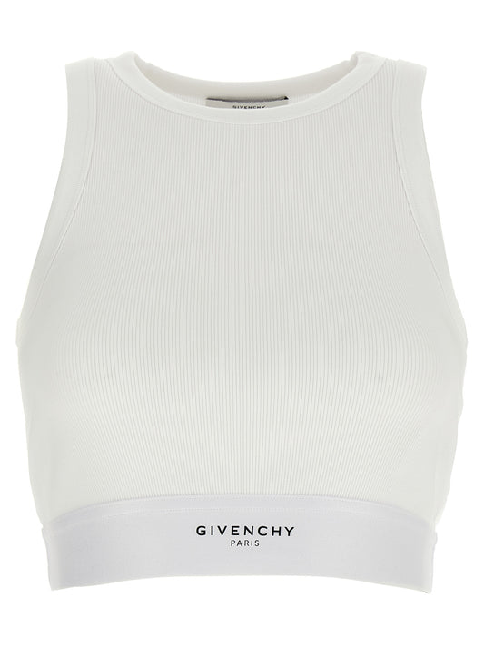Tank Top by Givenchy for women in stretch cotton white & print showcases a meticulous silhouette, artfully finished with a meticulous and sleeveless for a sophisticated, meticulous look.