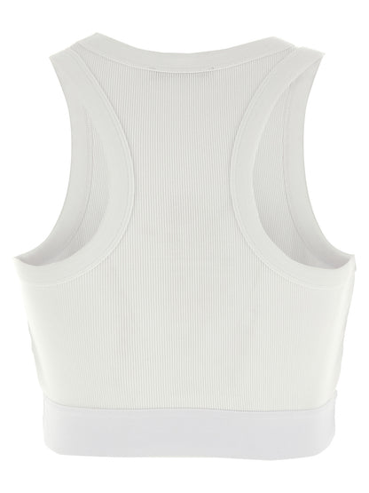 Tank Top by Givenchy for women in stretch cotton white & print showcases a streamlined Women's Crop Top Straight Stretch Cotton Tank design with a streamlined and .