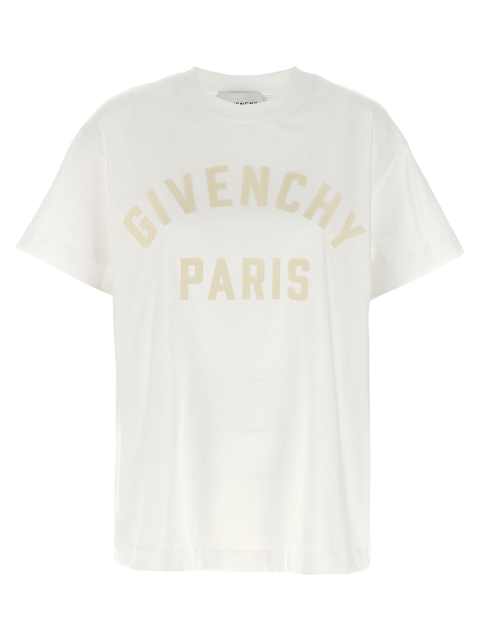 T-Shirt by Givenchy for women in cotton white showcases a unassuming silhouette, artfully detailed with a refined crew neckline and unassuming for a sophisticated, contemporary look.