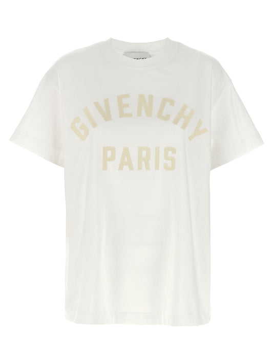 T-Shirt by Givenchy for women in cotton white showcases a unassuming silhouette, artfully detailed with a refined crew neckline and unassuming for a sophisticated, contemporary look.