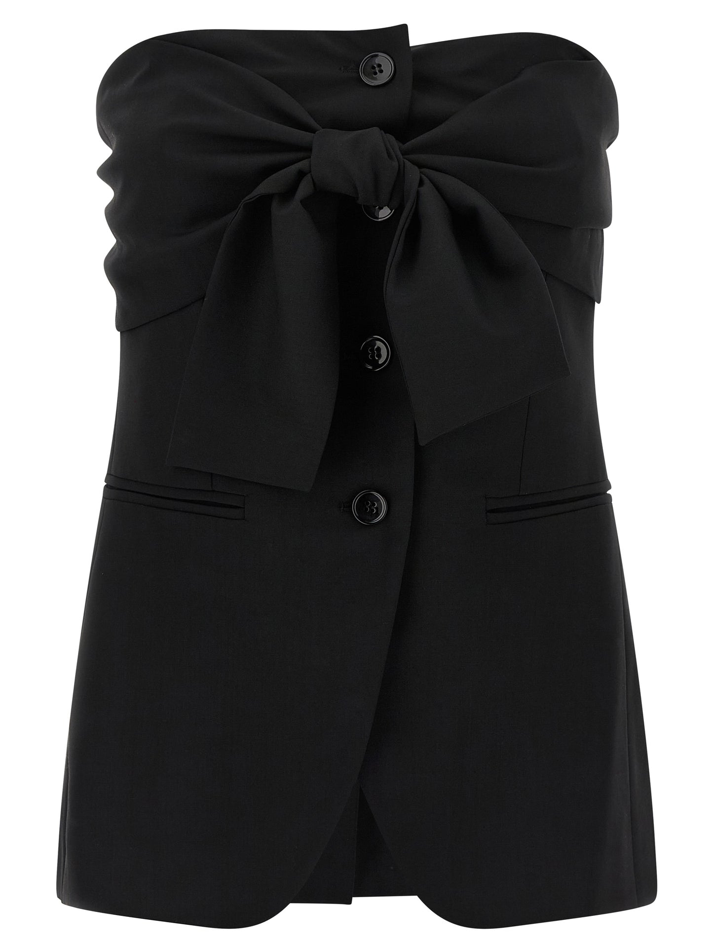 Tank Top by Max Mara for women in canvas & virgin wool black & patterned showcases a perennial silhouette, artfully detailed with a sleeveless design and a perennial split neckline.