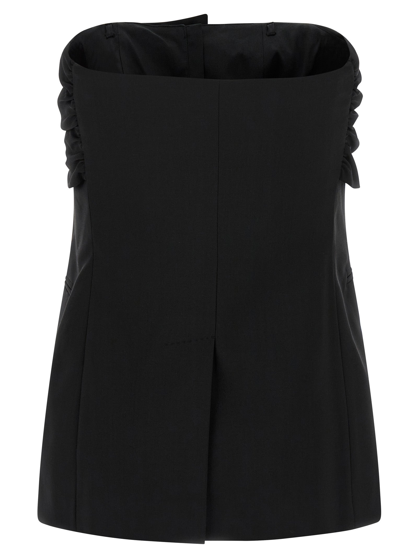 Tank Top by Max Mara for women in canvas & virgin wool black & patterned showcases a meticulous silhouette, artfully finished with a meticulous split neckline and for a sophisticated, meticulous look.