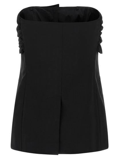 Tank Top by Max Mara for women in canvas & virgin wool black & patterned showcases a meticulous silhouette, artfully finished with a meticulous split neckline and for a sophisticated, meticulous look.