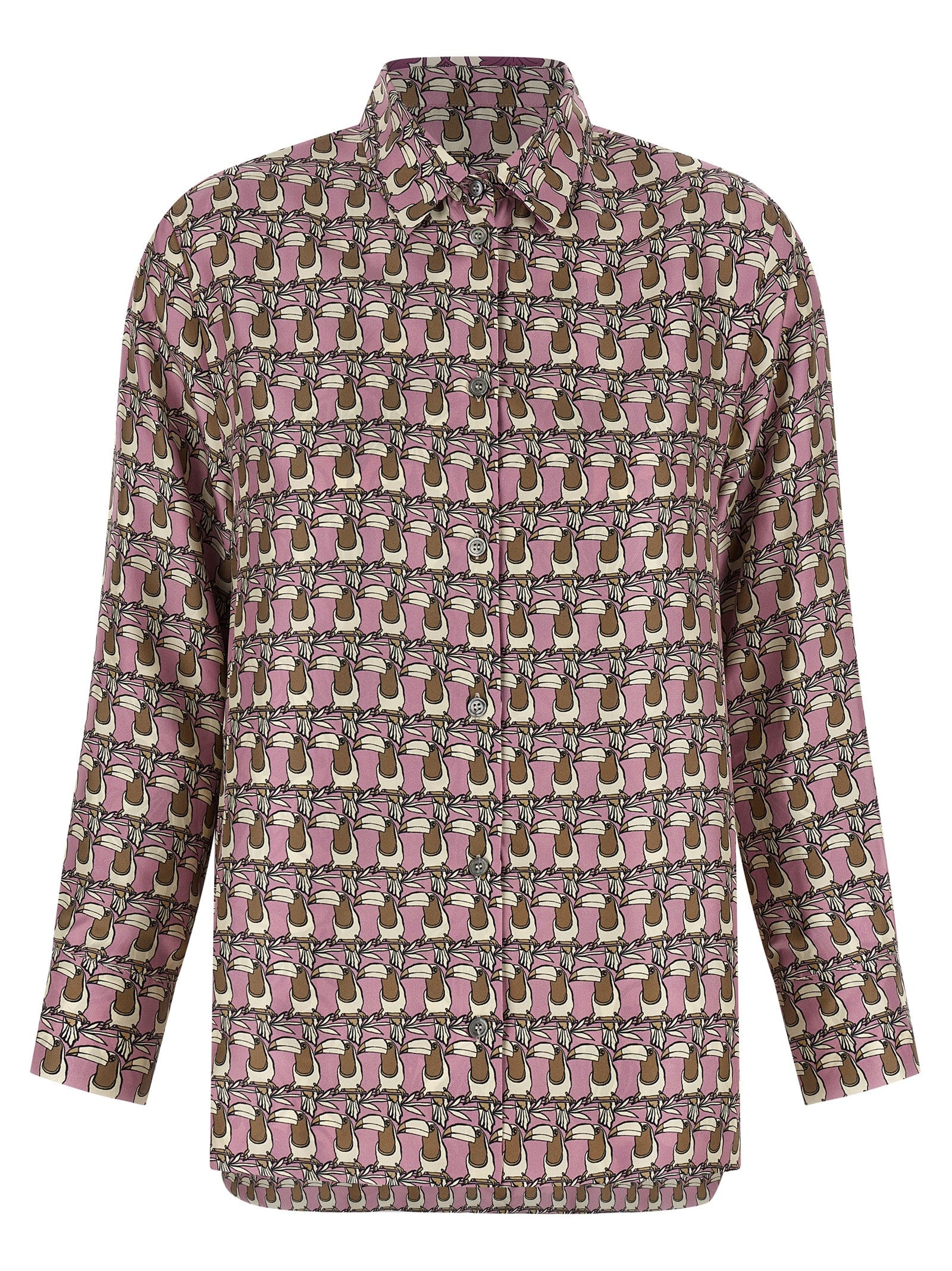 Blouse by Max Mara for women in silk twill multicolor & patterned features an polished silhouette, showcasing a sophisticated asymmetric neckline and detail for a truly polished finish.