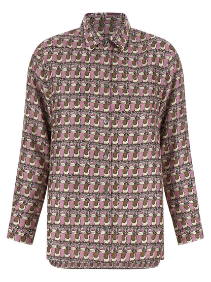 Blouse by Max Mara for women in silk twill multicolor & patterned features an polished silhouette, showcasing a sophisticated asymmetric neckline and detail for a truly polished finish.