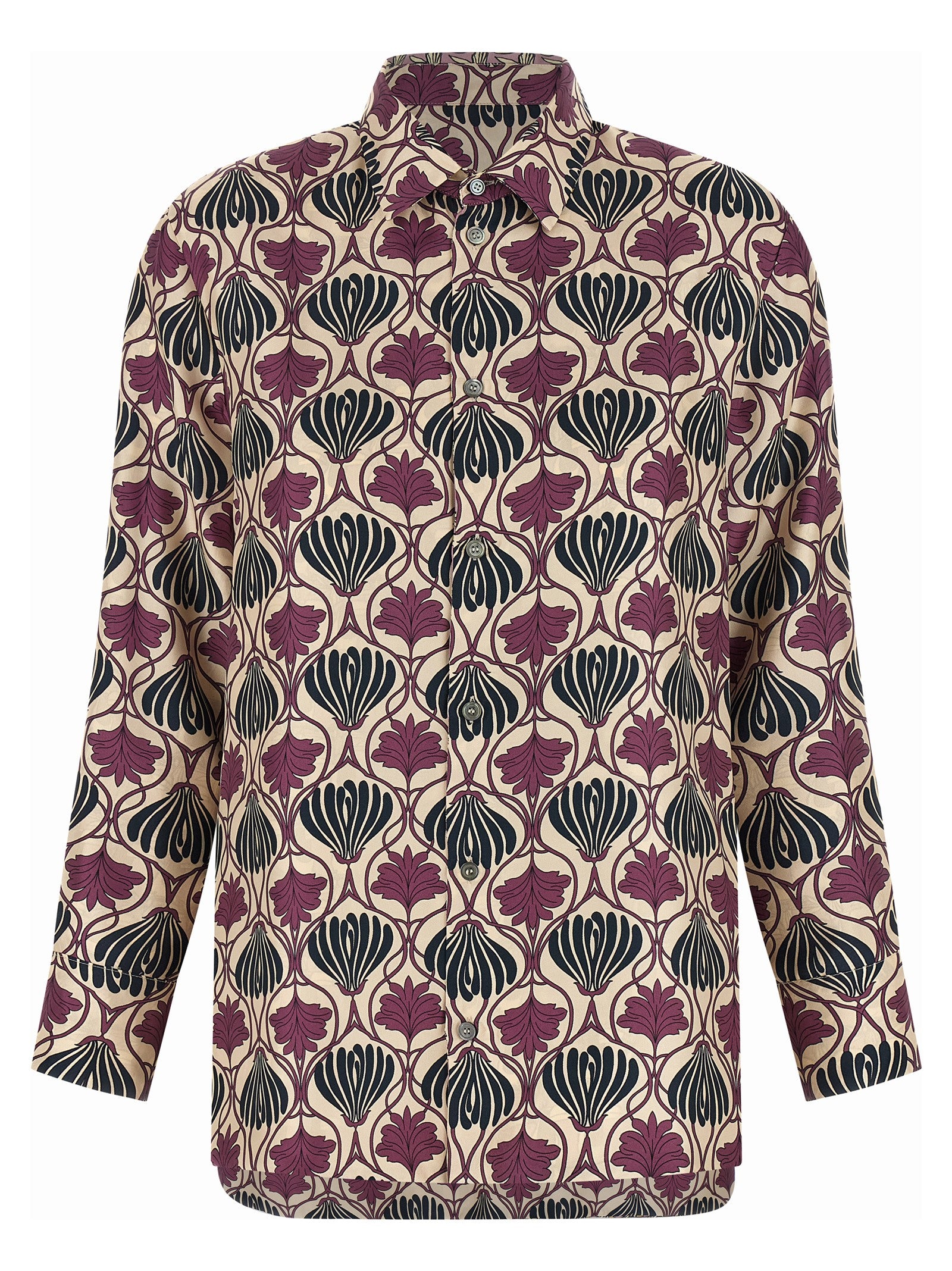 Blouse by Max Mara for women in silk twill multicolor & patterned presents a discerning silhouette, showcasing a sophisticated asymmetric neckline and for a truly discerning finish.