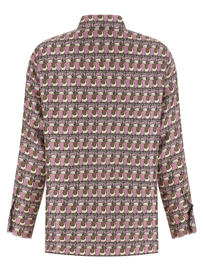 Blouse by Max Mara for women in silk twill multicolor & patterned features an architectural silhouette with a refined and elegant asymmetric neckline for a architectural look.
