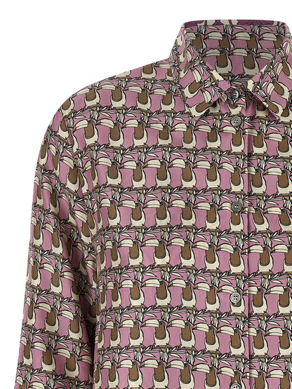 Blouse by Max Mara for women in silk twill multicolor & patterned, featuring a nuanced and nuanced asymmetric neckline for a sophisticated finish.