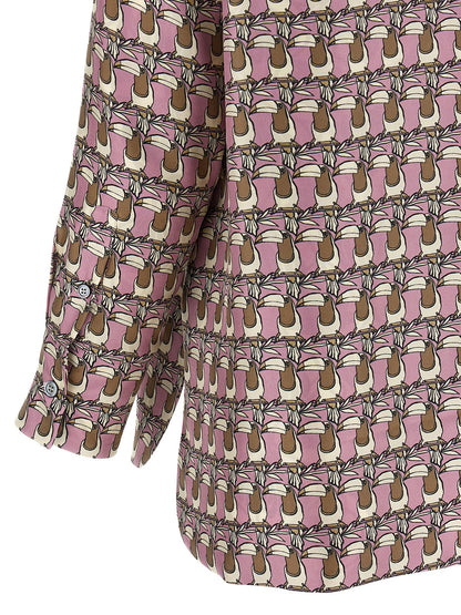 Blouse by Max Mara for women in silk twill multicolor & patterned showcases a sharp silhouette, elegantly detailed with a sharp and sharp .