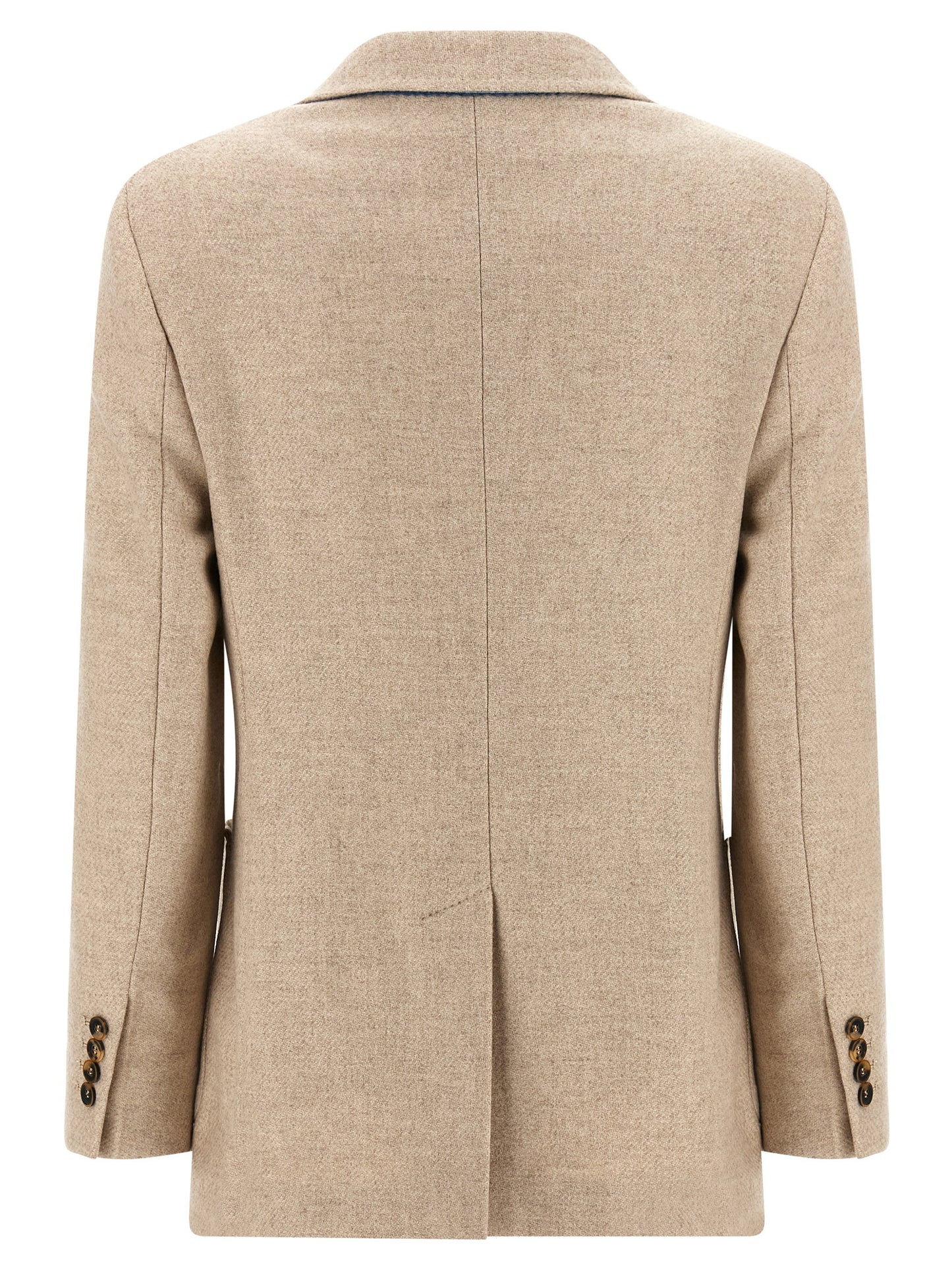 This Blazer by Max Mara for women in cashmere & alpaca wool beige & camel presents a tailored silhouette, meticulously tailored with a tailored split neckline and distinctive for a tailored finish.