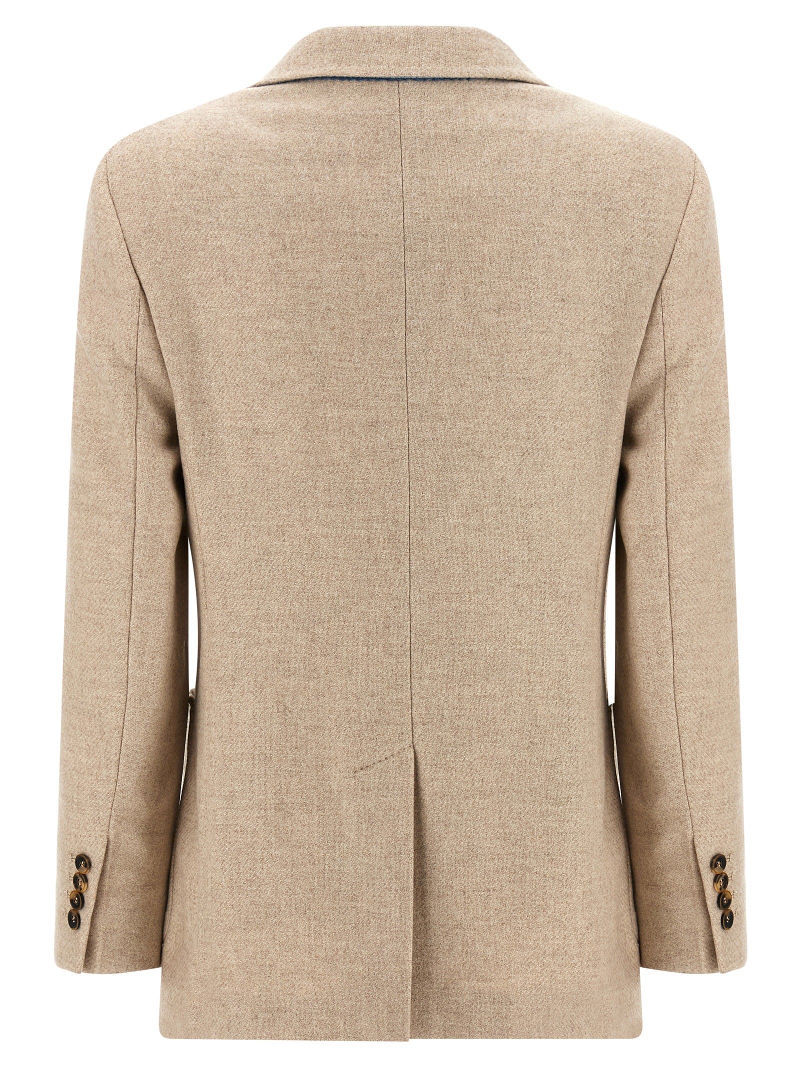 This Blazer by Max Mara for women in cashmere & alpaca wool beige & camel presents a tailored silhouette, meticulously tailored with a tailored split neckline and distinctive for a tailored finish.