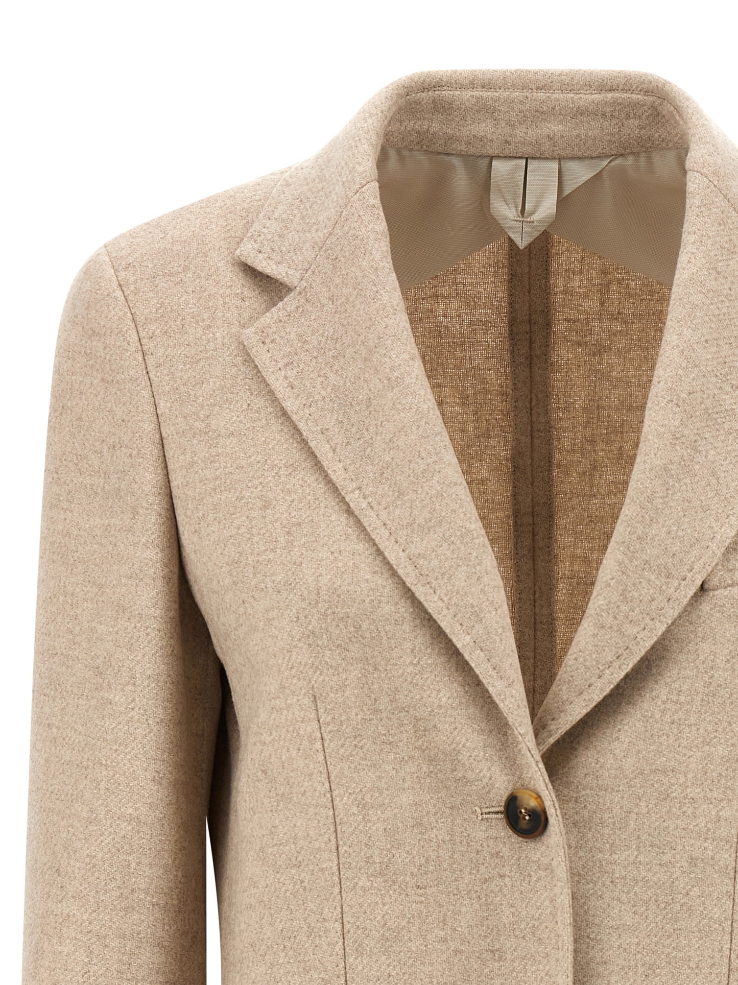 Blazer by Max Mara for women in cashmere & alpaca wool beige & camel features an sartorial silhouette, showcasing a sophisticated split neckline and sartorial for a truly sartorial finish.