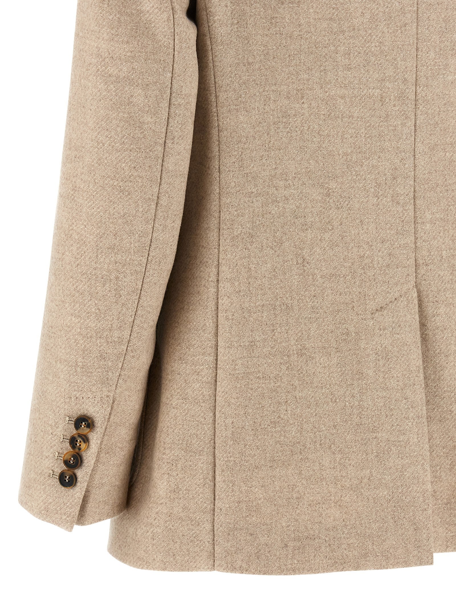 Blazer by Max Mara for women in cashmere & alpaca wool beige & camel showcases a polished silhouette, highlighted by a refined split neckline and polished for a sophisticated finish.