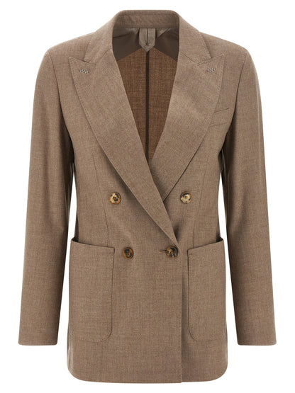Blazer by Max Mara for women in cashmere & cupro beige features an crisp silhouette with sophisticated and a crisp for a truly crisp finish.