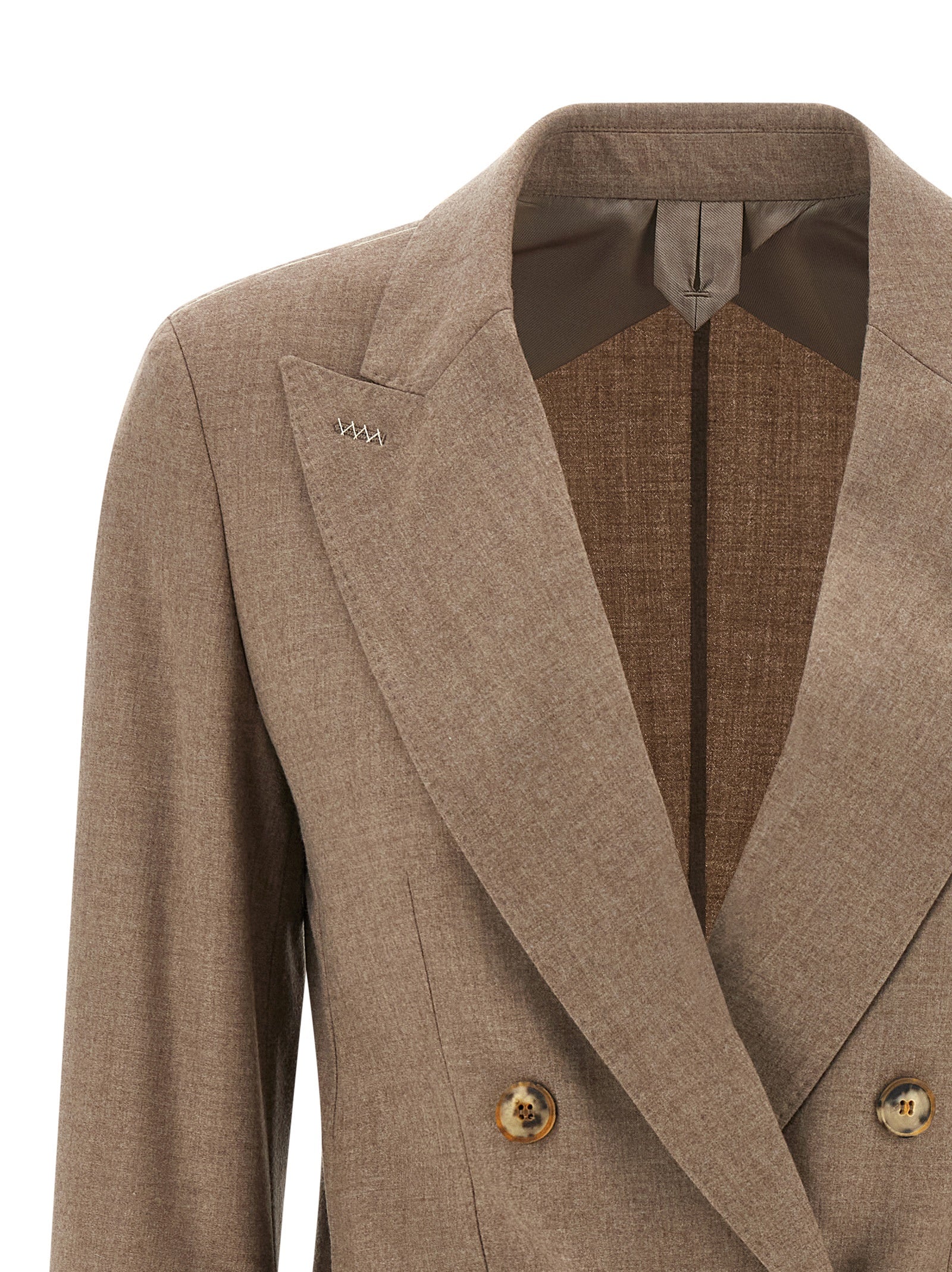 Blazer by Max Mara for women in cashmere & cupro beige showcases a polished silhouette, highlighted by a refined and polished for a sophisticated finish.