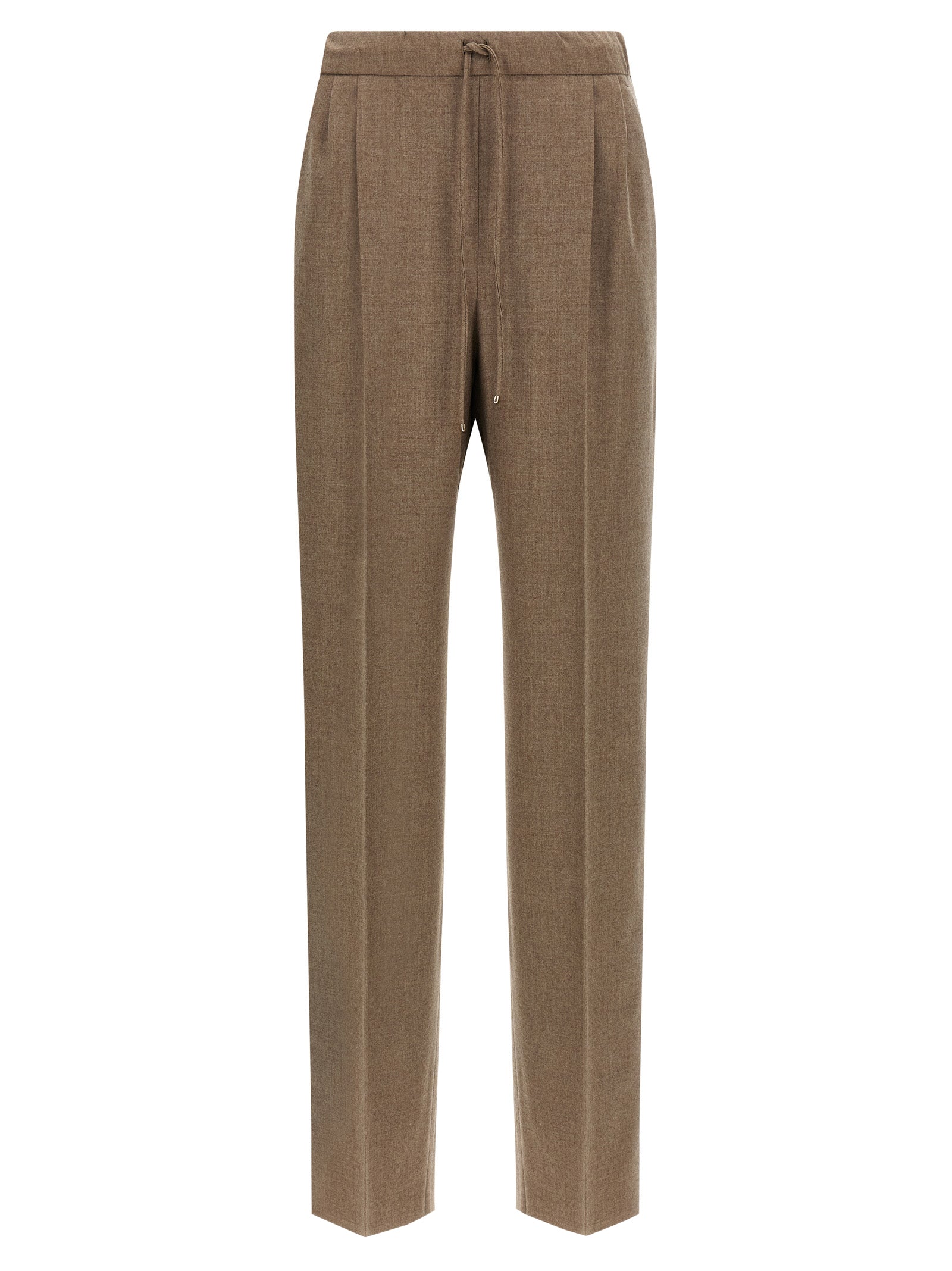 Trousers by Max Mara for women in cashmere gray features an sartorial silhouette, showcasing a precise straight-leg and long with a sartorial for a refined look.