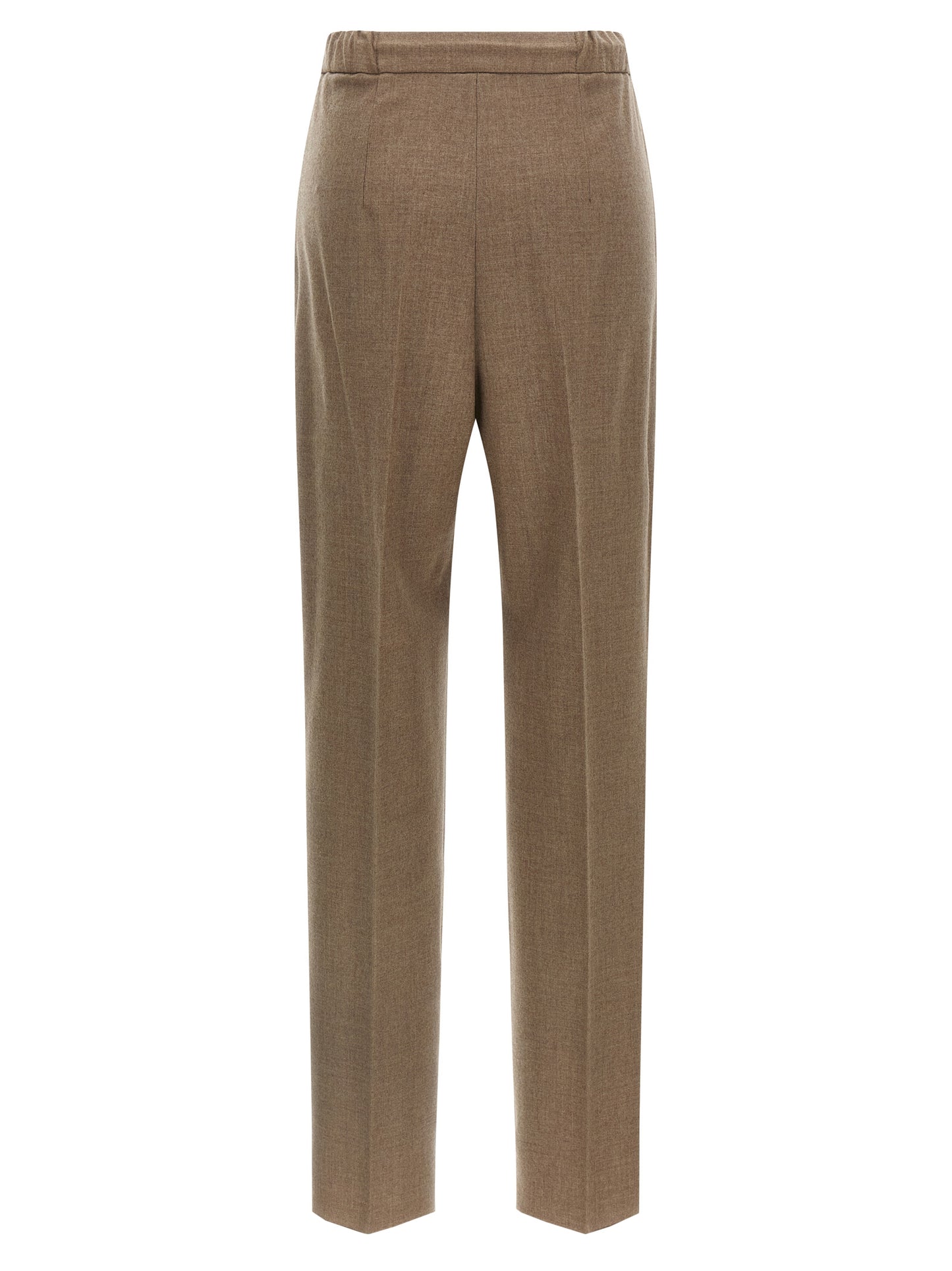 Trousers by Max Mara for women in cashmere gray features a artisanal silhouette, showcasing a sophisticated straight-leg with a long and for a artisanal finish.