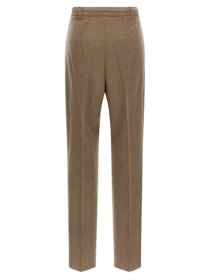 Trousers by Max Mara for women in cashmere gray features a artisanal silhouette, showcasing a sophisticated straight-leg with a long and for a artisanal finish.