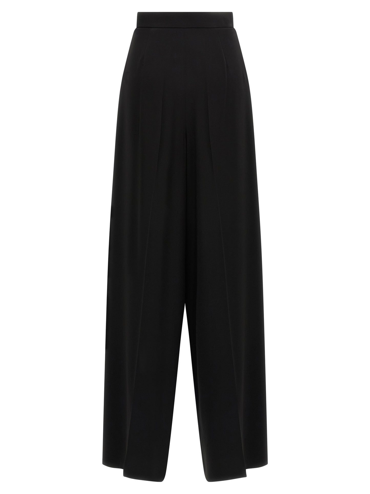 Palazzo Pants by Max Mara for women in polyester black features a polished silhouette with a polished wide, reaching a polished long and finished with a polished high rise.