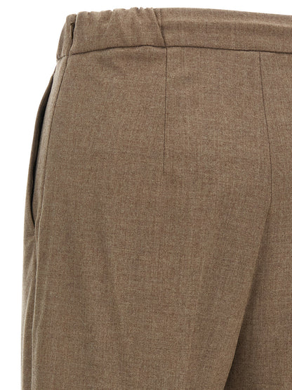 Trousers by Max Mara for women in cashmere gray presents a perennial silhouette, meticulously tailored with a straight-leg cut, long finish, and an elegant .