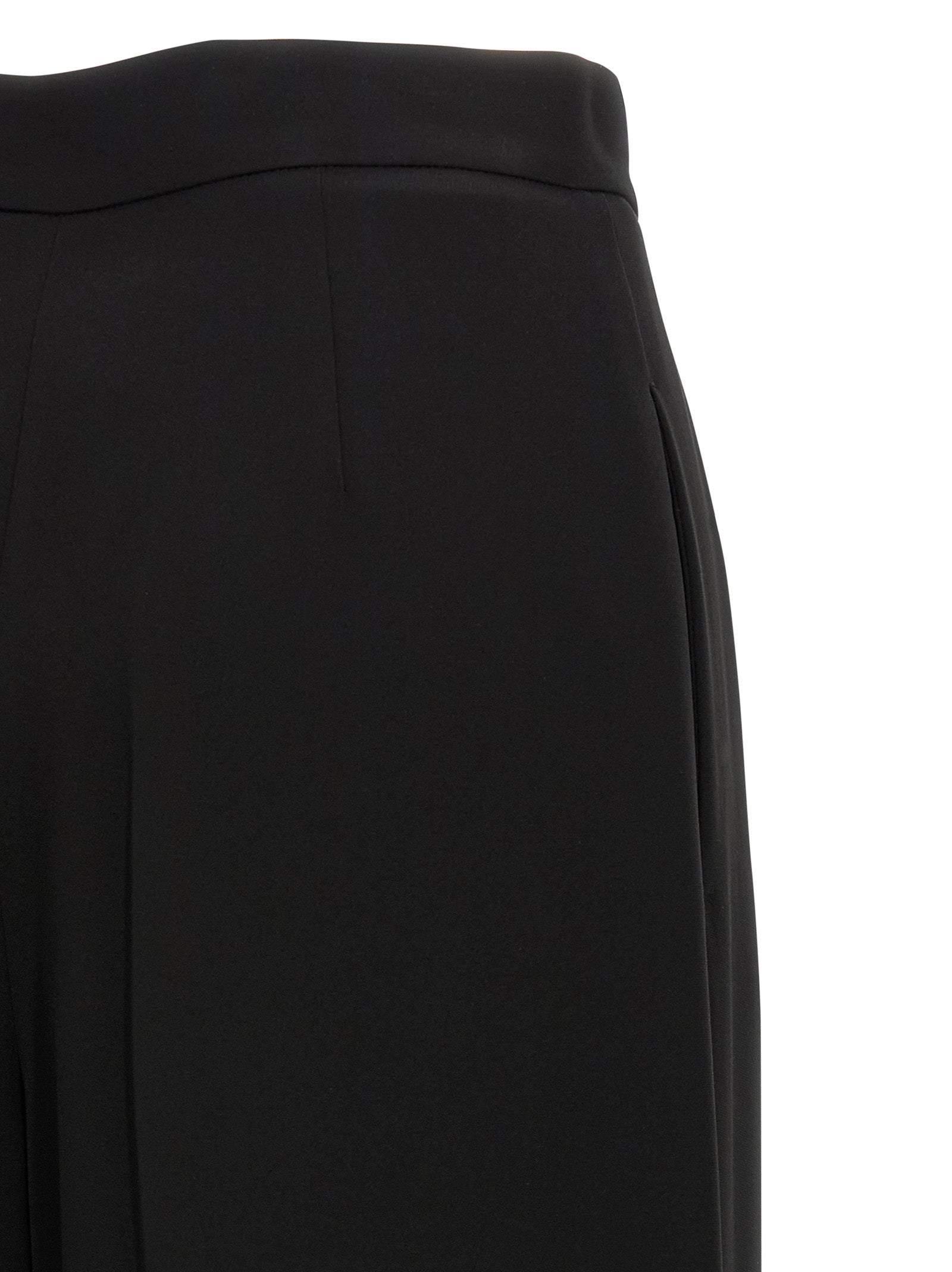 Palazzo Pants by Max Mara for women in polyester black presents a refined pantology silhouette, artfully defined by a refined pantology wide, long, and a sophisticated high rise.