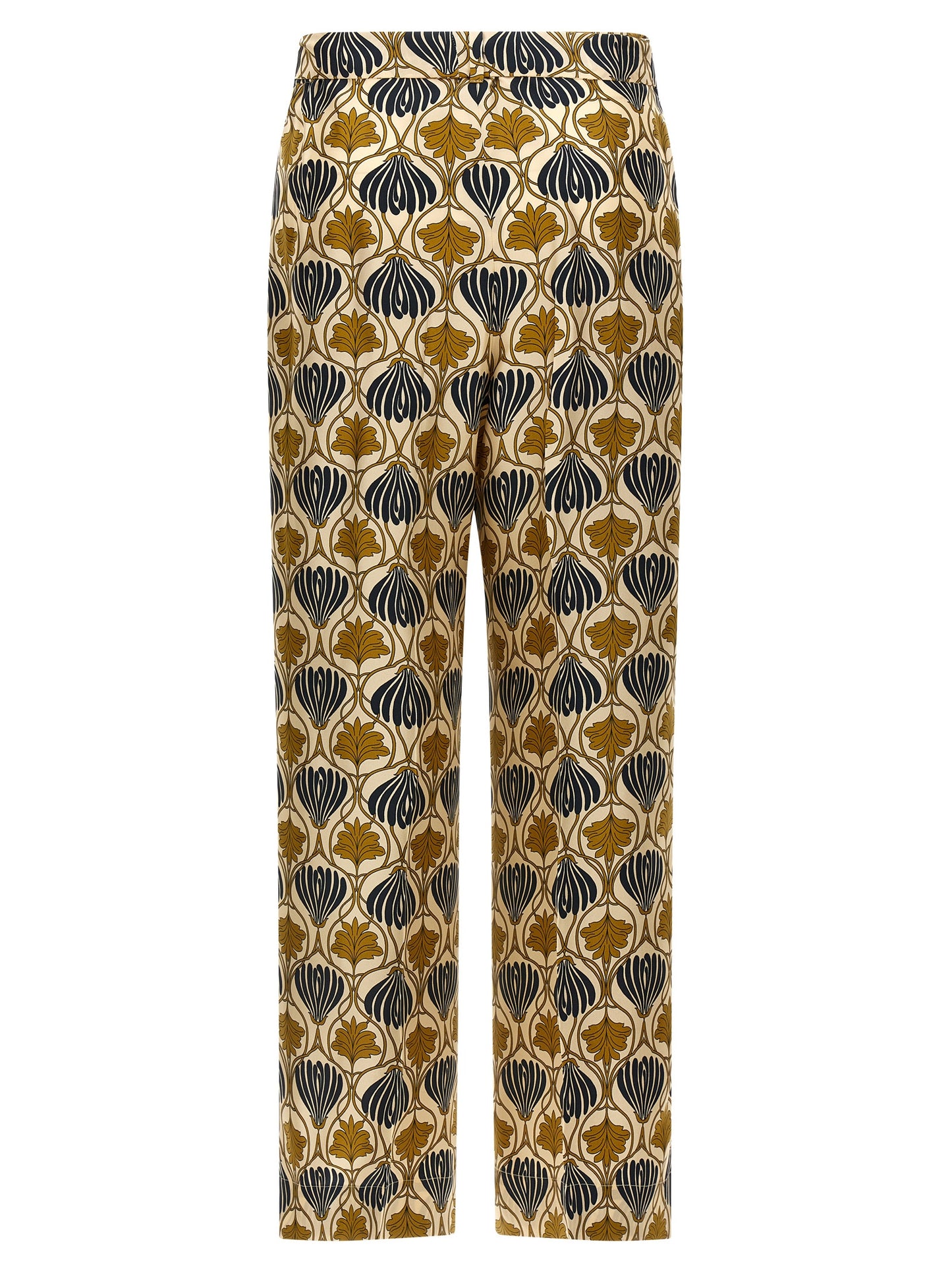 Trousers by Max Mara for women in silk bicolour, yellow & print features a tailored silhouette with a tailored straight-leg & cropped, defined by its cropped and a sophisticated .