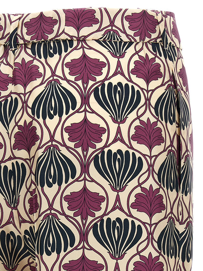 Trousers by Max Mara for women in silk purple & print features a sculptural silhouette, showcasing a sculptural straight-leg & cropped and cropped with a sophisticated for a sculptural finish.