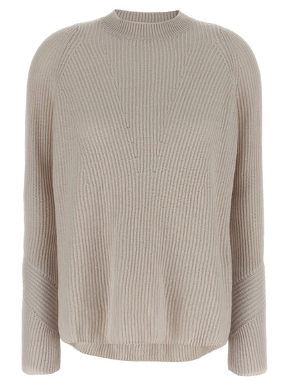 Cardigan by S Max Mara for women in wool beige showcases a luxurious silhouette, meticulously detailed with a sophisticated crew neckline and for a refined finish.