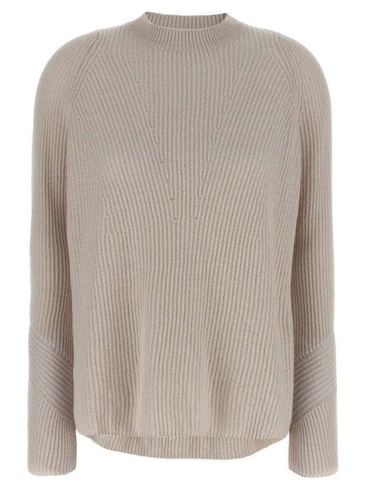 Cardigan by S Max Mara for women in wool beige showcases a luxurious silhouette, meticulously detailed with a sophisticated crew neckline and for a refined finish.