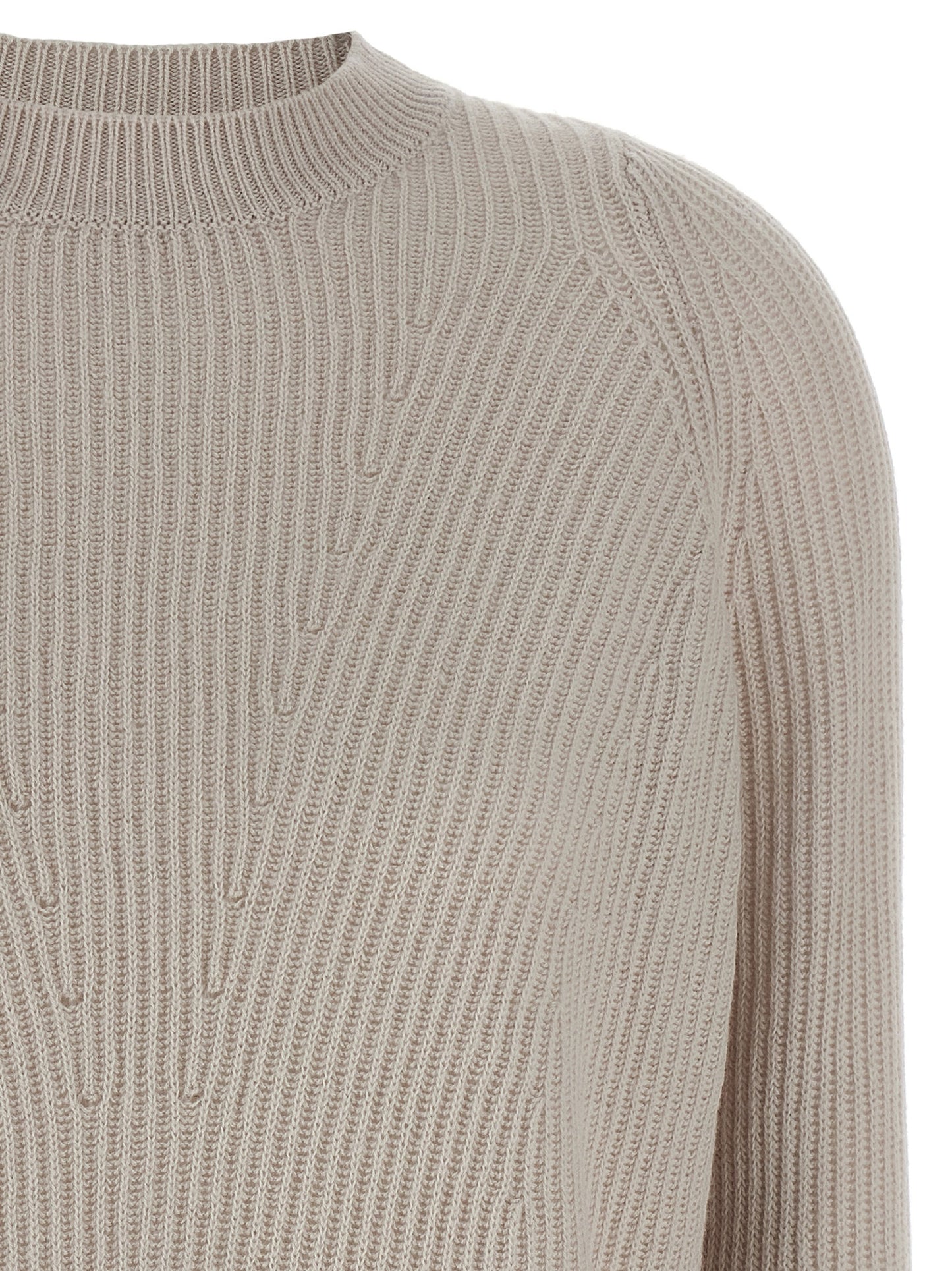 Cardigan by S Max Mara for women in wool beige presents a textural silhouette, artfully finished with a textural crew neckline and for a sophisticated, textural look.