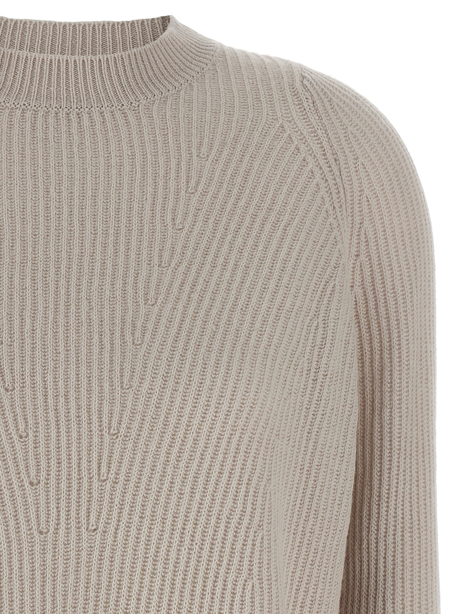 Cardigan by S Max Mara for women in wool beige presents a textural silhouette, artfully finished with a textural crew neckline and for a sophisticated, textural look.