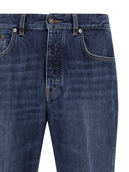 Jeans by Givenchy for men in denim cotton blue features a polished silhouette with a polished straight-leg, reaching a polished long and finished with a polished .