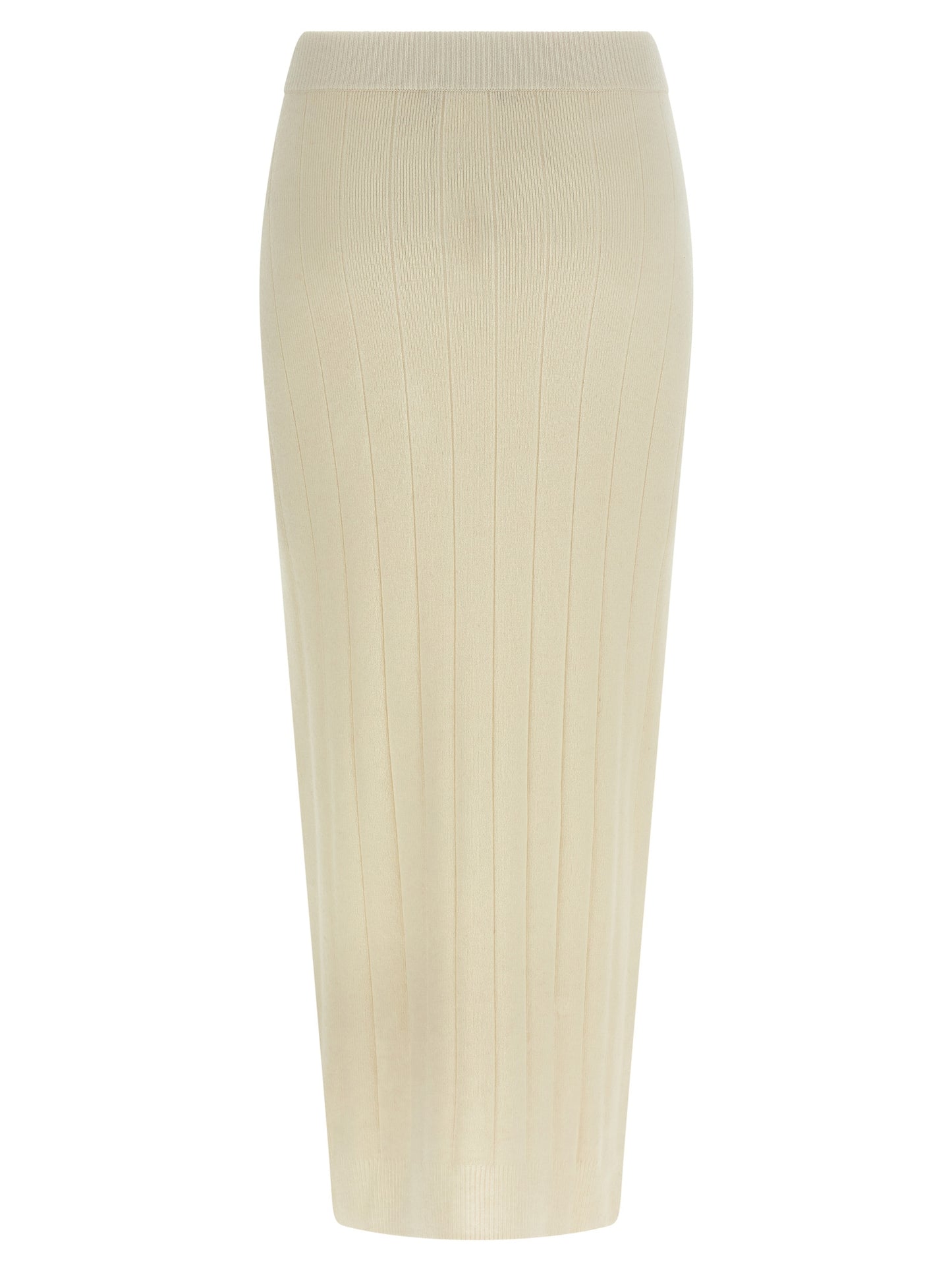 Skirt by Max Mara for women in cashmere white features a contoured silhouette from the Women's Cashmere Midi Skirt collection, characterized by its contoured midi for a contoured finish.